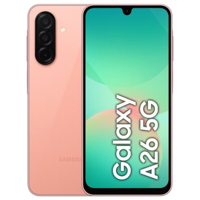 سامسونج جالاكسي A26 5G، ذاكرة وصول عشوائي 8 جيجابايت، سعة تخزين 256 جيجابايت - لون وردي خوخي